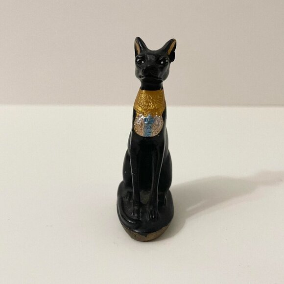 Mini Egyptian Cat Goddess 3 Inch Miniature Resin Statue Figurine - Picture 2 of 16